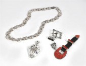 A SILVER BELT AND TWO SILVER B