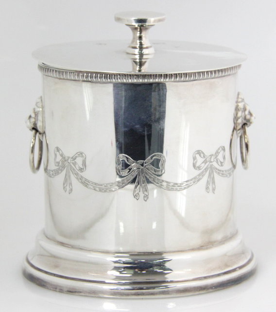 A silver biscuit barrel London 1977