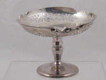 A silver bon bon dish on pedestal