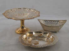 A silver bon bon dish on pedestal