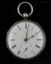 A silver cased pocket watch th