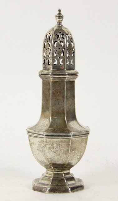 A silver caster Walker & Hall