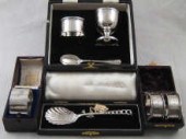 A silver christening set compr