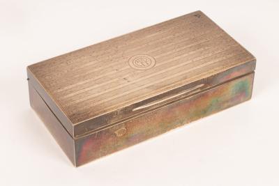 A silver cigarette box, Mappin &