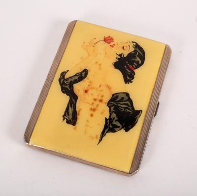 A silver cigarette case, Adie