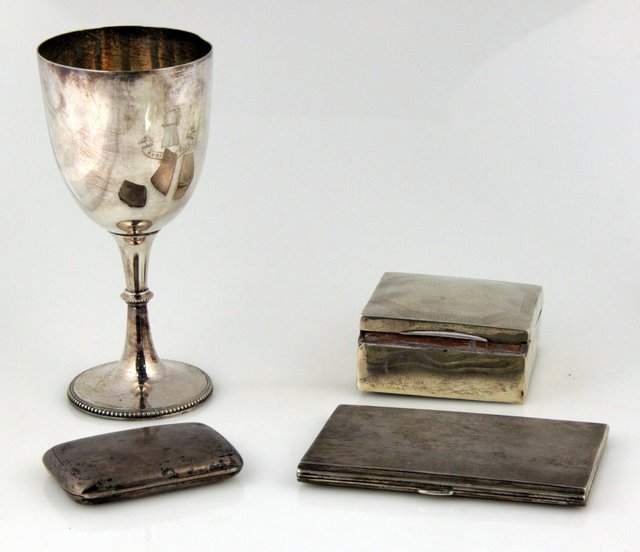 A silver cigarette case