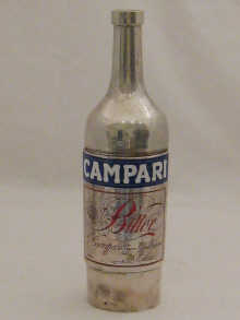 A silver cocktail shaker in the
