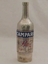 A silver cocktail shaker in th