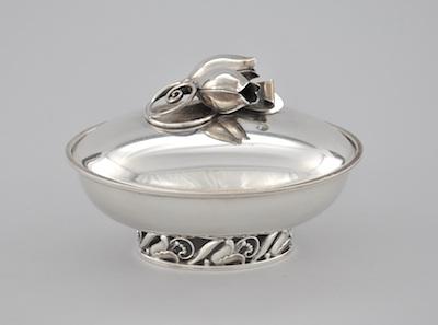A Silver Covered Dish on Foot by