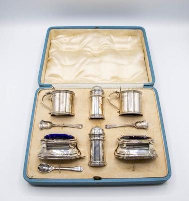 A silver cruet set, Asprey & Co.,