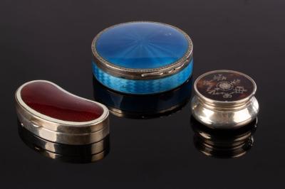 A silver guilloché enamel powder