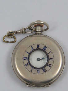 A silver half hunter pocket watch