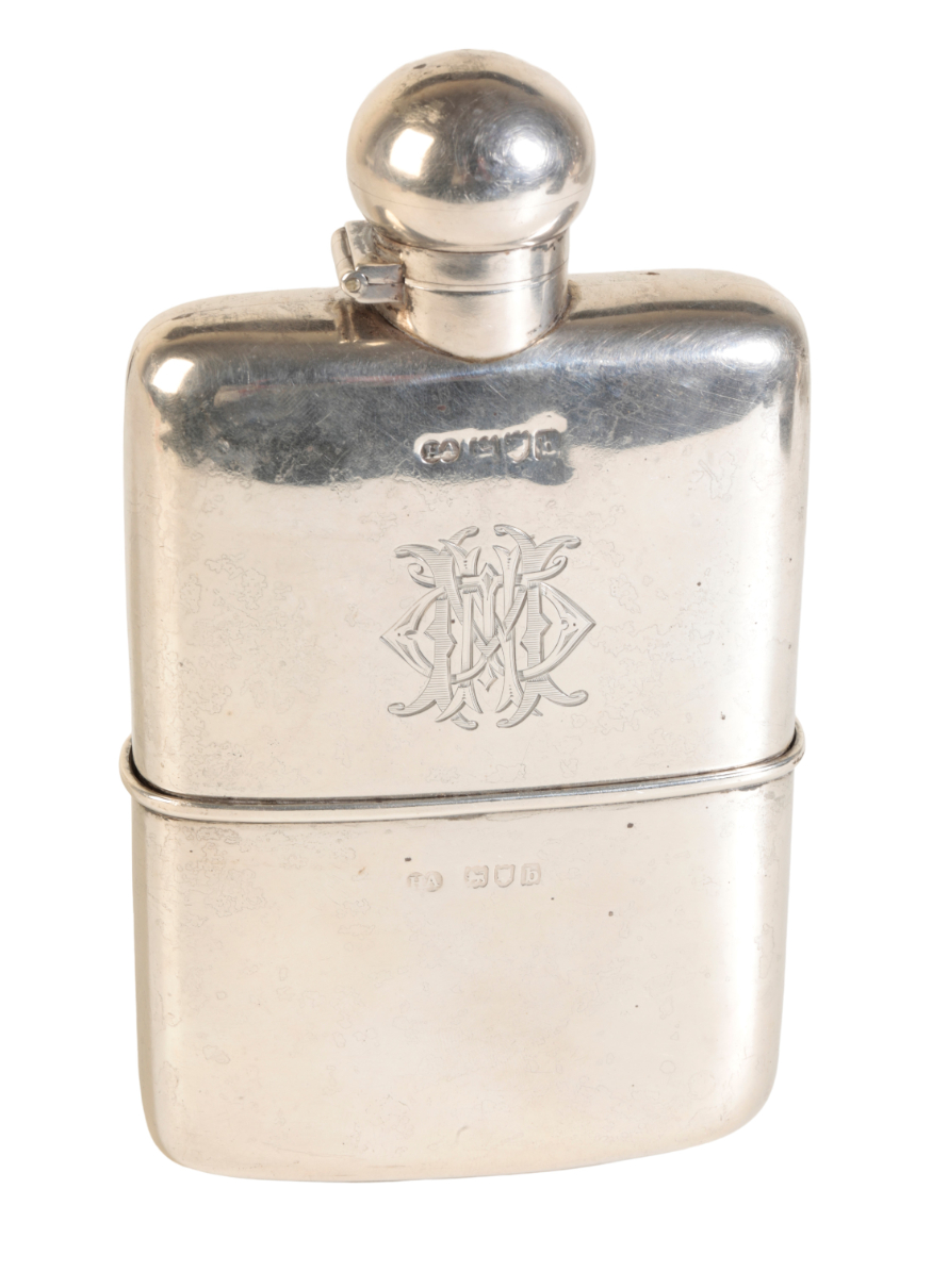 A SILVER HIP FLASK by Atkin