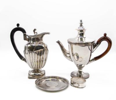 A silver hot water jug, TH,