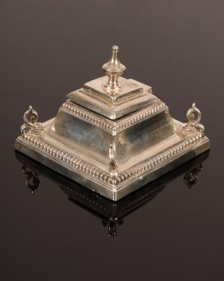 A silver inkstand, HE Ltd., marks
