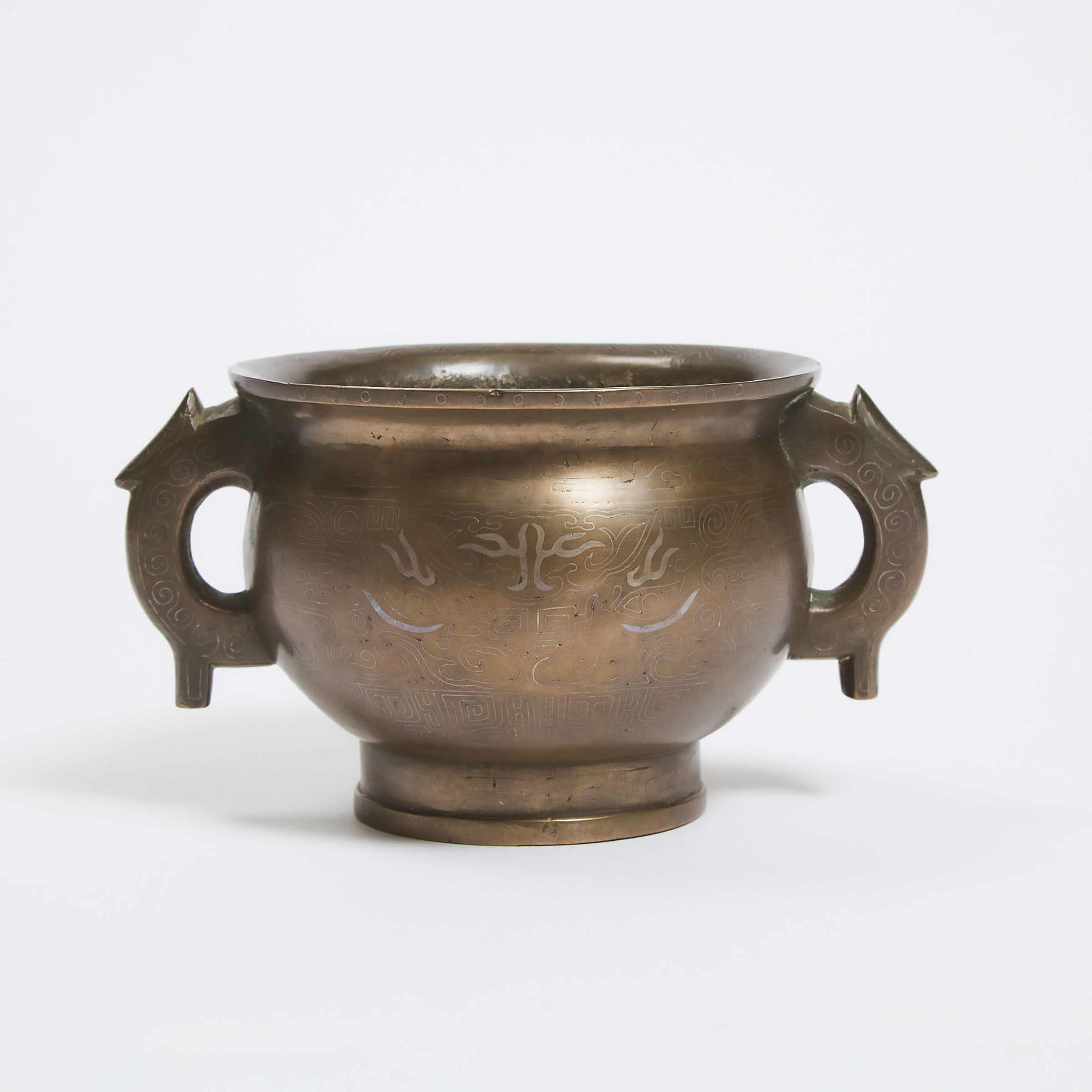 A Silver-Inlaid Bronze Gui-Form