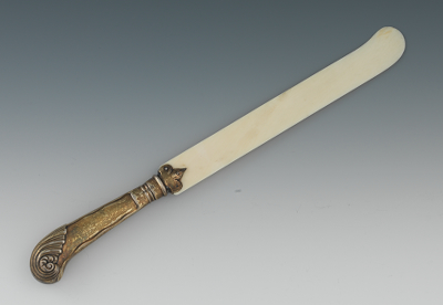 A Silver & Ivory Letter Opener