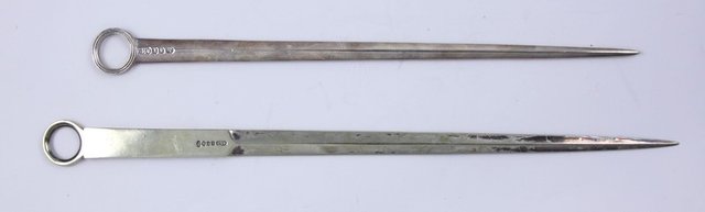 A silver meat skewer Barnard London