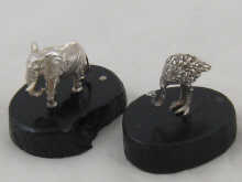 A silver model of an elephant