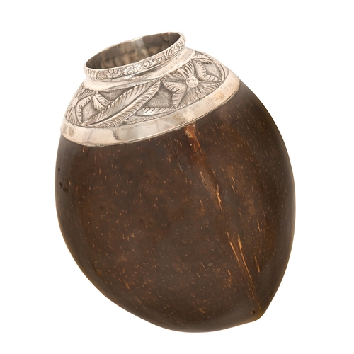 A silver mounted coconut mate