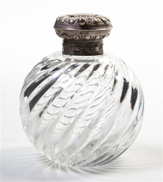 A Silver Mounted Glass Perfume