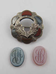 A silver mounted stone set Scottish