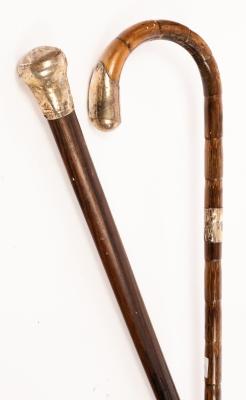 A silver mounted walking cane