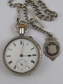 A silver open face keyless pocket