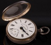 A silver open faced pocket wat