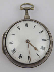A silver pair case pocket watch