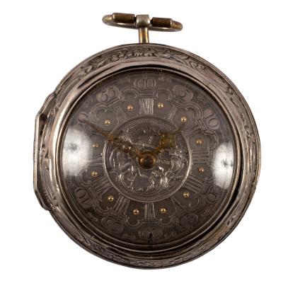 A silver pair-cased watch, J