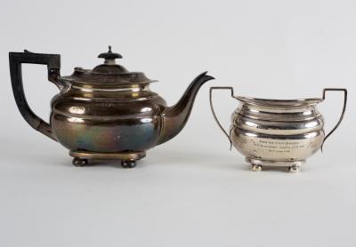 A silver part tea service,