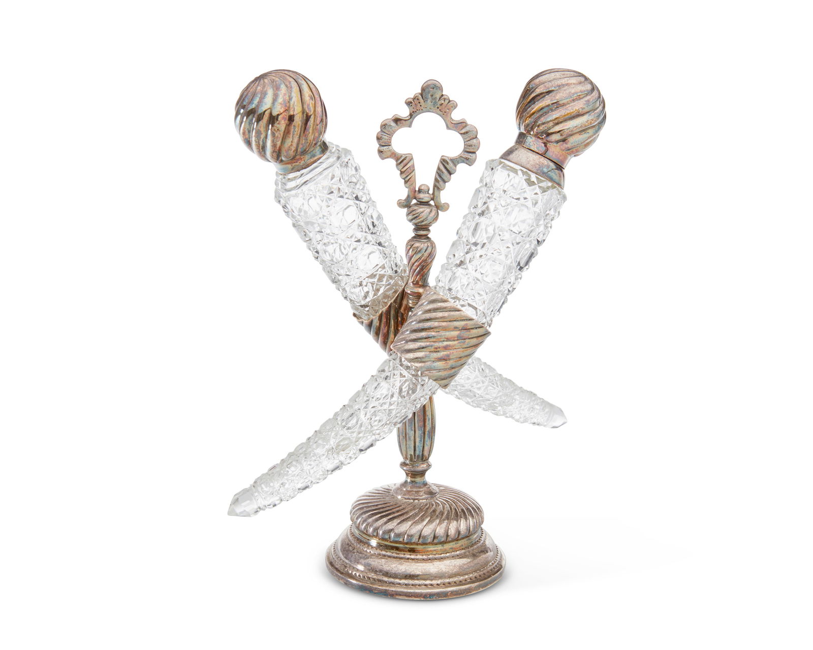 A SILVER PLATE AND CUT GLASS