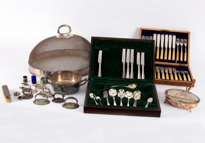 A silver plated domed food cover,