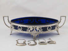 A silver plated navette shaped