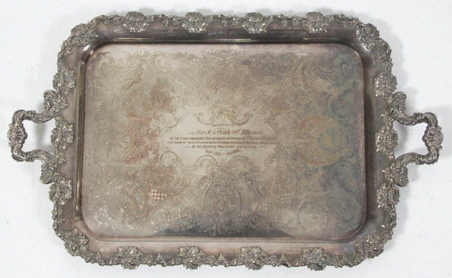 A silver plated presentation tray