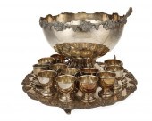 A SILVER-PLATED PUNCHBOWL WITH