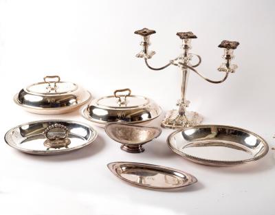 A silver plated three-branch