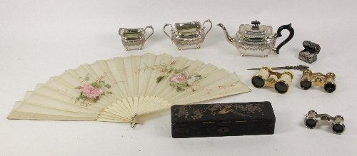 A silver plated three-piece tea set