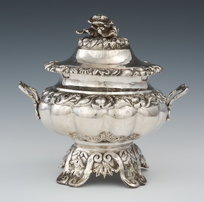 A Silver Repousse Sugar Bowl with