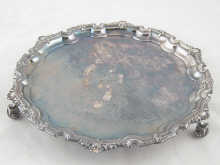 A silver salver with applied