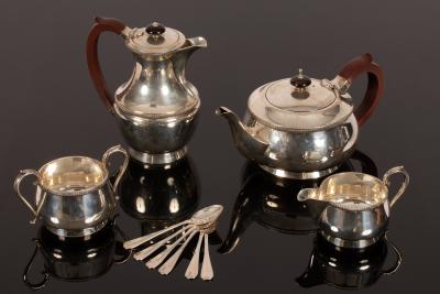 A silver tea service, J B