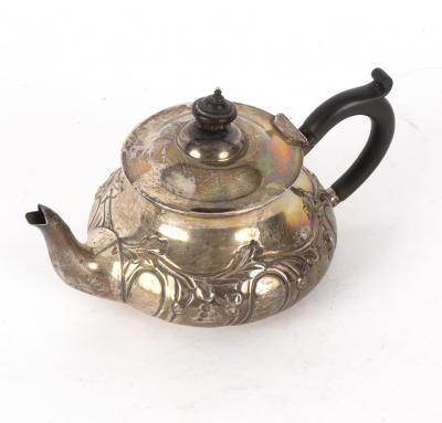 A silver teapot, E&D, London