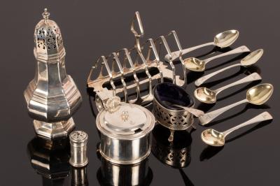 A silver toast rack, James Dixon