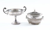 A SILVER TWIN HANDLED TEA CADD