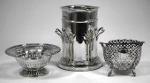 A silver two-handled soda siph