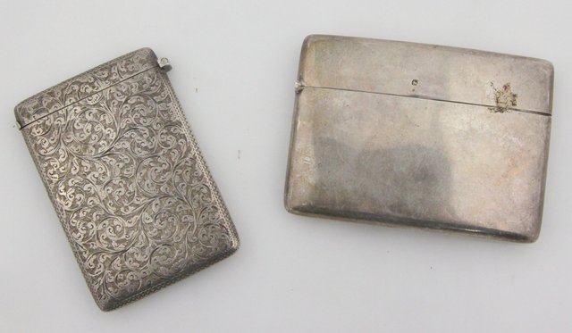 A silver visiting card case