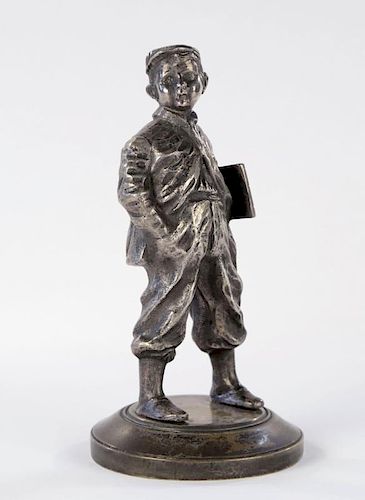 A SILVERED BRONZE FIGURE OF A