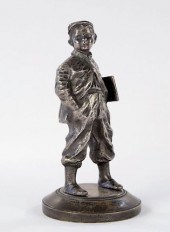 A SILVERED BRONZE FIGURE OF A