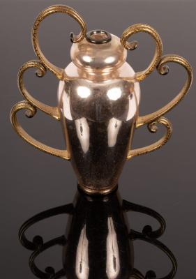 A silvered glass trophy vase